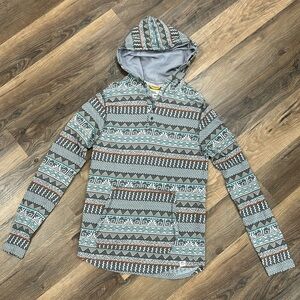 Free Planet 100% cotton Aztec pattern hoodie sweatshirt size Medium gray